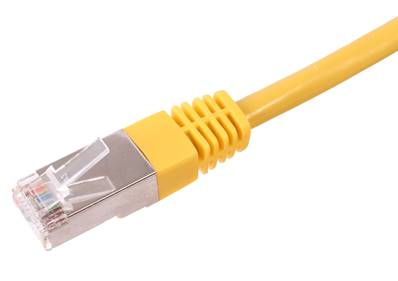 CORDON RJ45 CAT 6 100 Ohms BLINDE FTP JAUNE 1 METRE