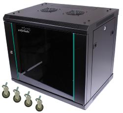 COFFRET CHASSIS FIXE PANNEAUX AMOVIBLES 6U P600 NOIR AVEC ROULETTES